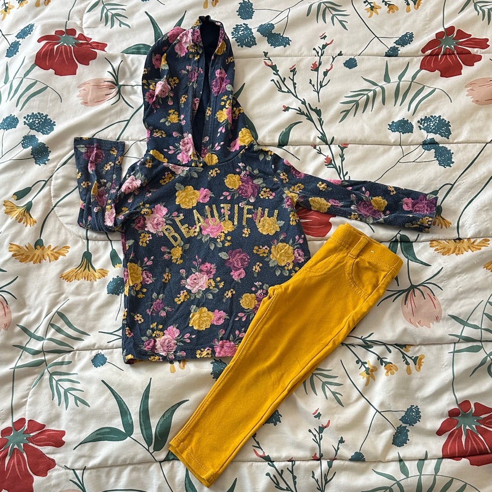 Garanimals Floral Hoodie and Yellow Leggings Set